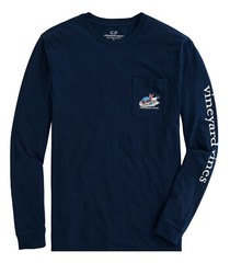 NWT Vineyard Vines Men Long Sleeve Pocket Crew T-Shirts Tee “SKI RACE WHALE”