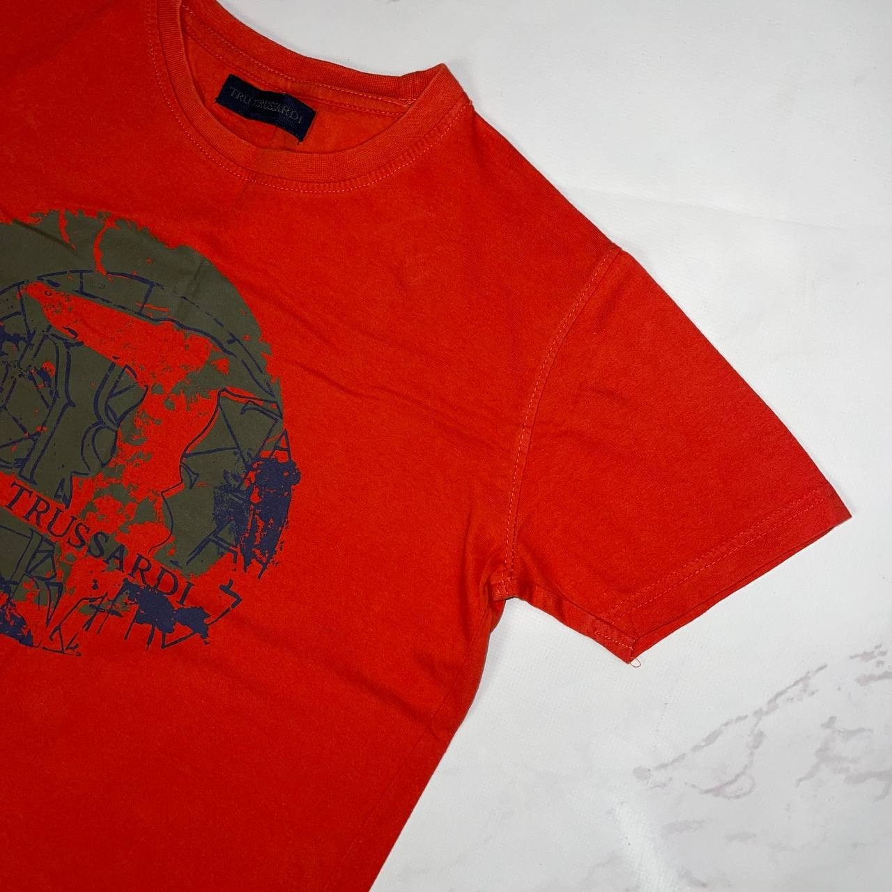 Vintage T-shirt Trussardi Big Logo Luxury tee Short Sleeve Red Size S gallery