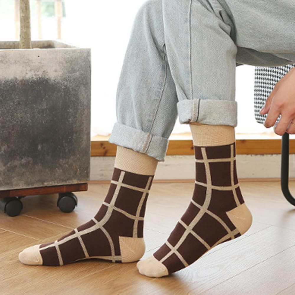 Mens Fun Dress Socks Colorful Funny Cotton Crew Sock Adult Novelty Checked So... gallery