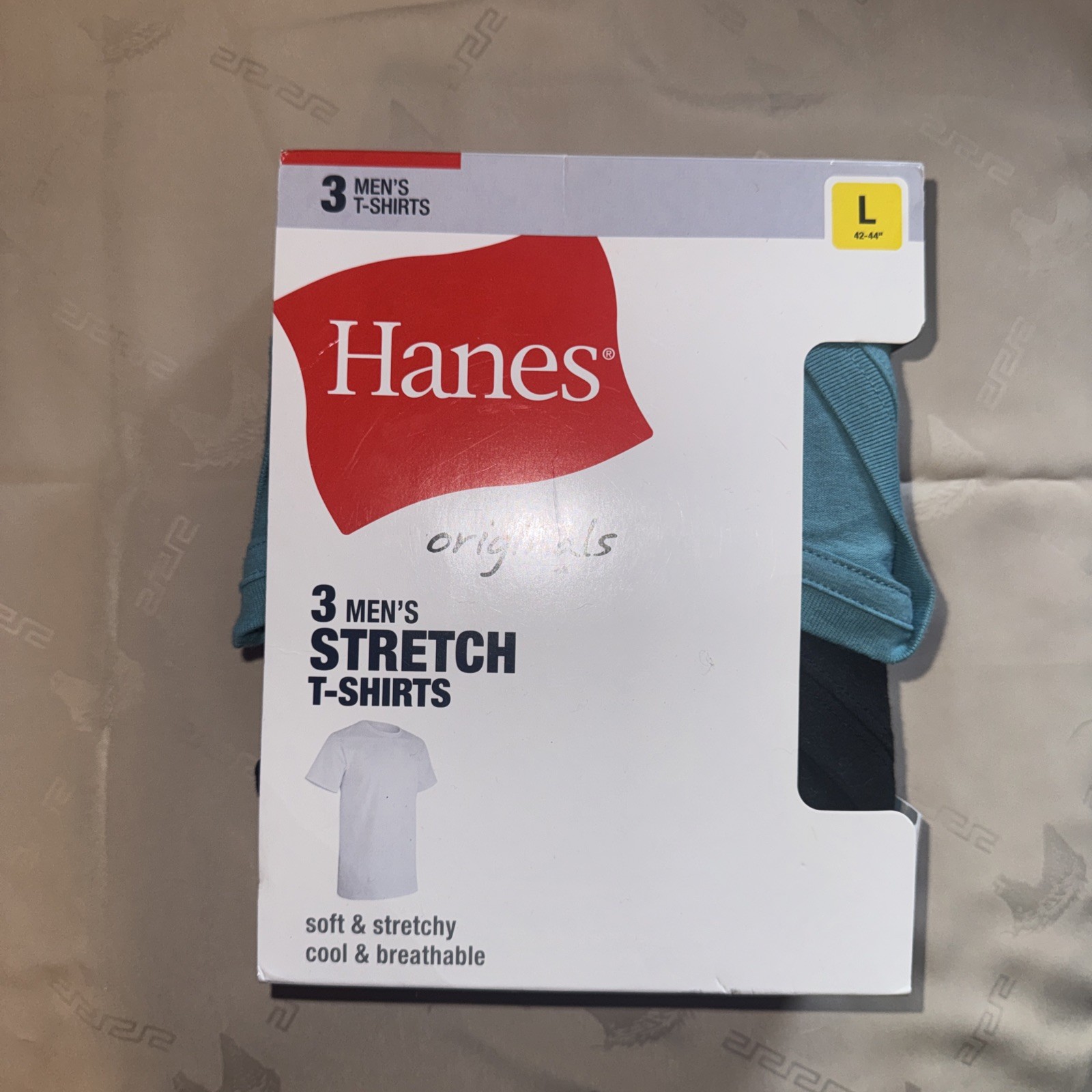 Hanes Originals Men’s Stretch T-Shirts 3 Pack Size L 42-44” Soft Breathable NWT