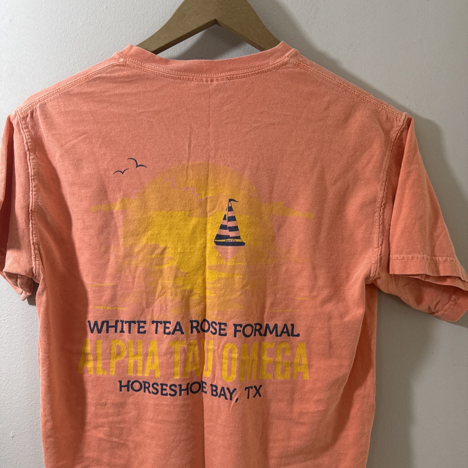 Comfort Colors White Tea Rose Formal Alpha Tau Omega Horseshoe Bay, TX T Shirt S gallery