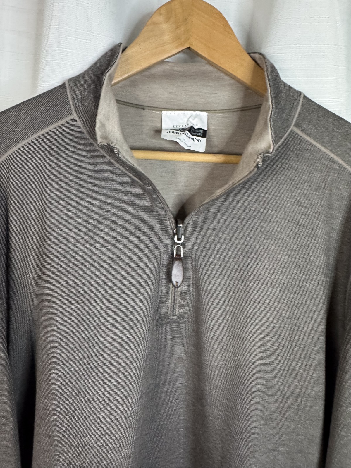 JOHNSTON & MURPHY XC4 Reversible 1/4 Zip Extreme Comfort Brown Tan Men's XXL gallery