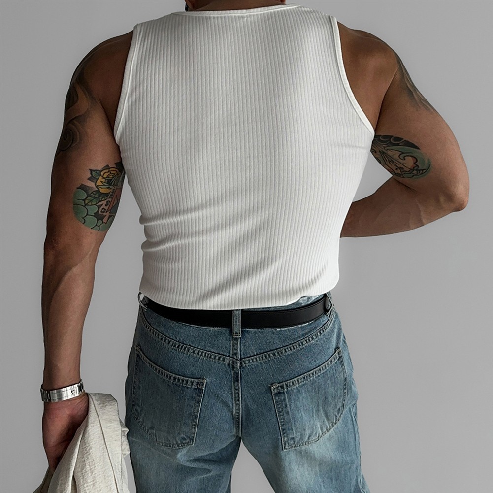 Male Top Mens Vest Casual Fitness Minimalist Regular Ribbed Sleeveless gallery
