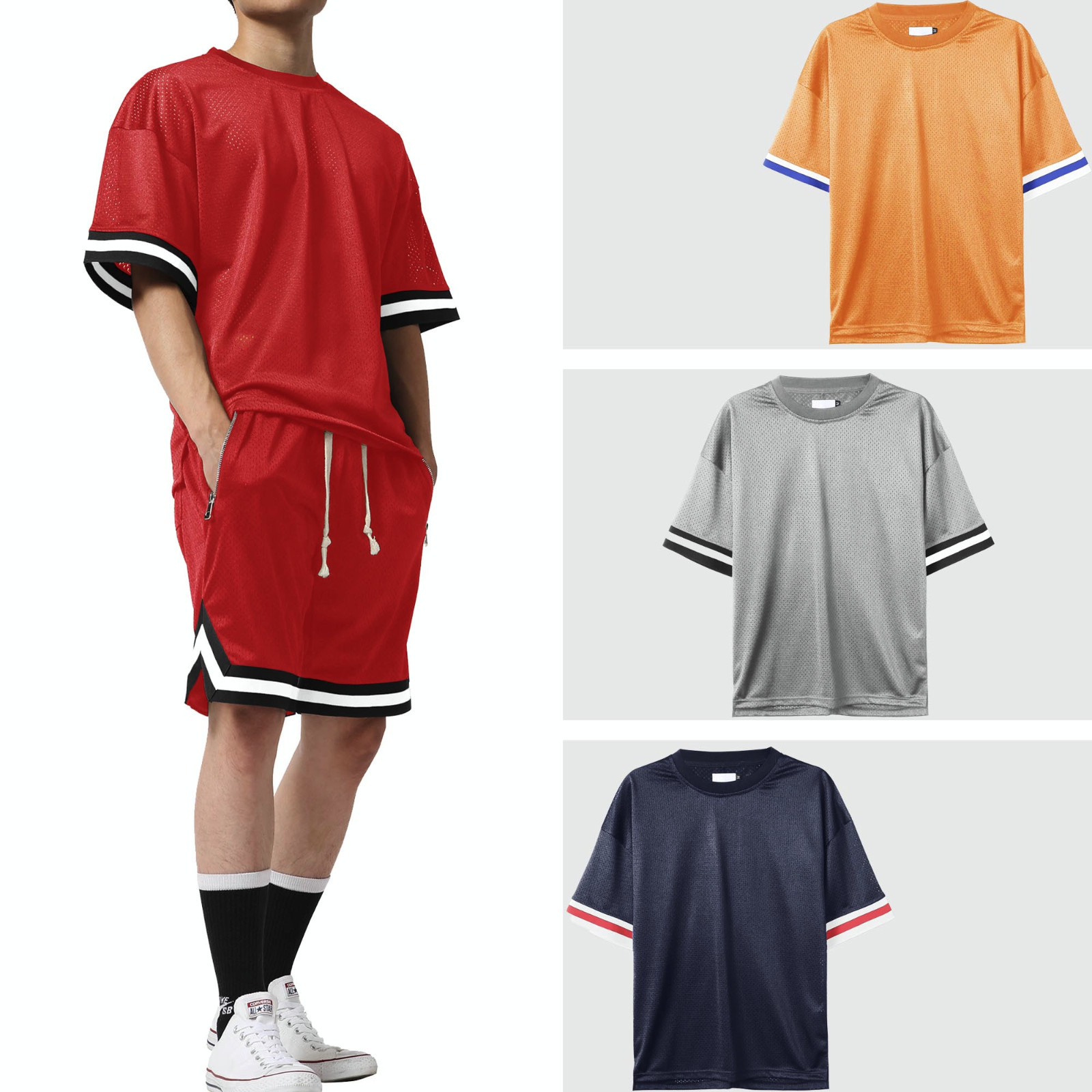 Mens Basketball T shirts Soccer Mesh Tee Short Sleeve Urban Hip Hop Fashion