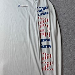 Magellan Shirt Mens M Gray Casting Crew Fish Gear Long Sleeve American Flag Logo