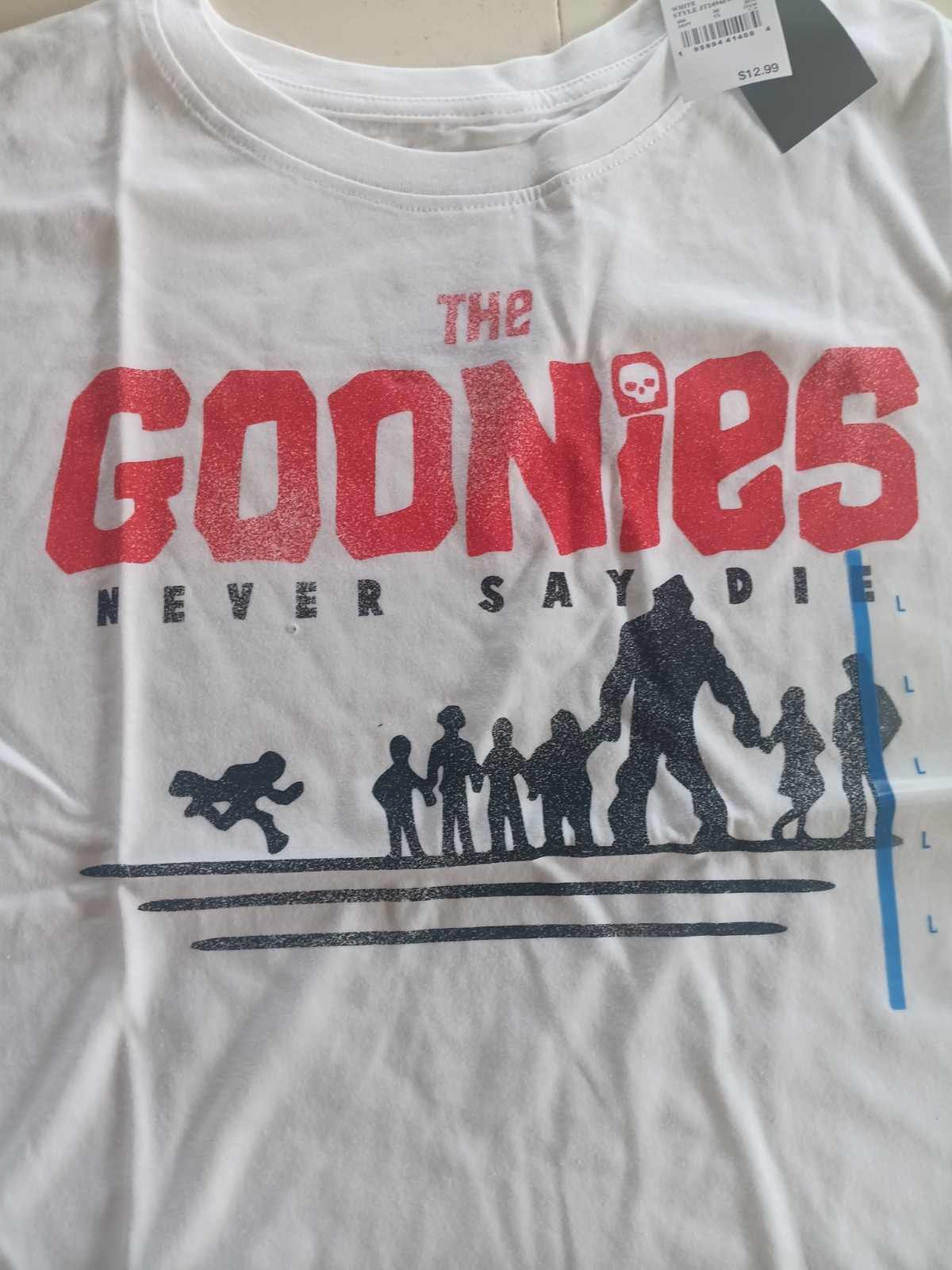 The Goonies T Shirt Adult Large Never Say Die Graphic White Red Black .NWT gallery