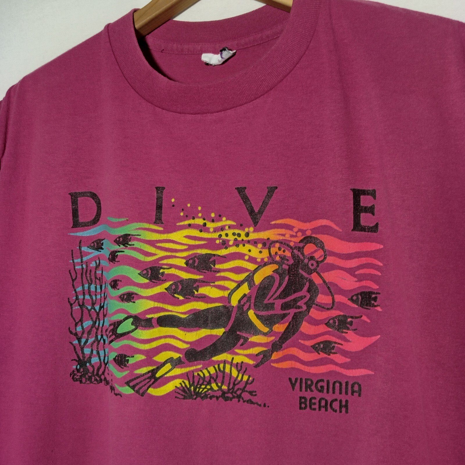 Virginia Beach Scuba Dive Shirt Men XL Sleeveless Pink Fish Ocean Single Stitch gallery