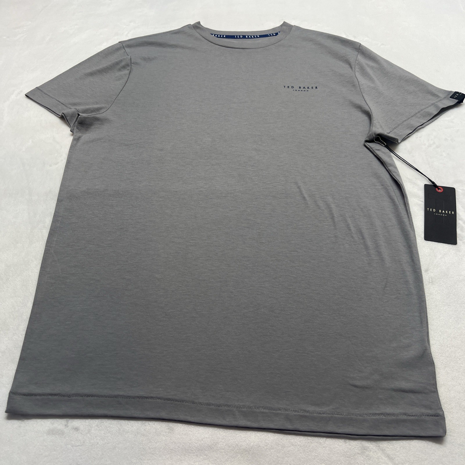 NWT Ted Baker Mens S London Logo Tee Lounge T-Shirt Gray Short Sleeve Spell Out gallery