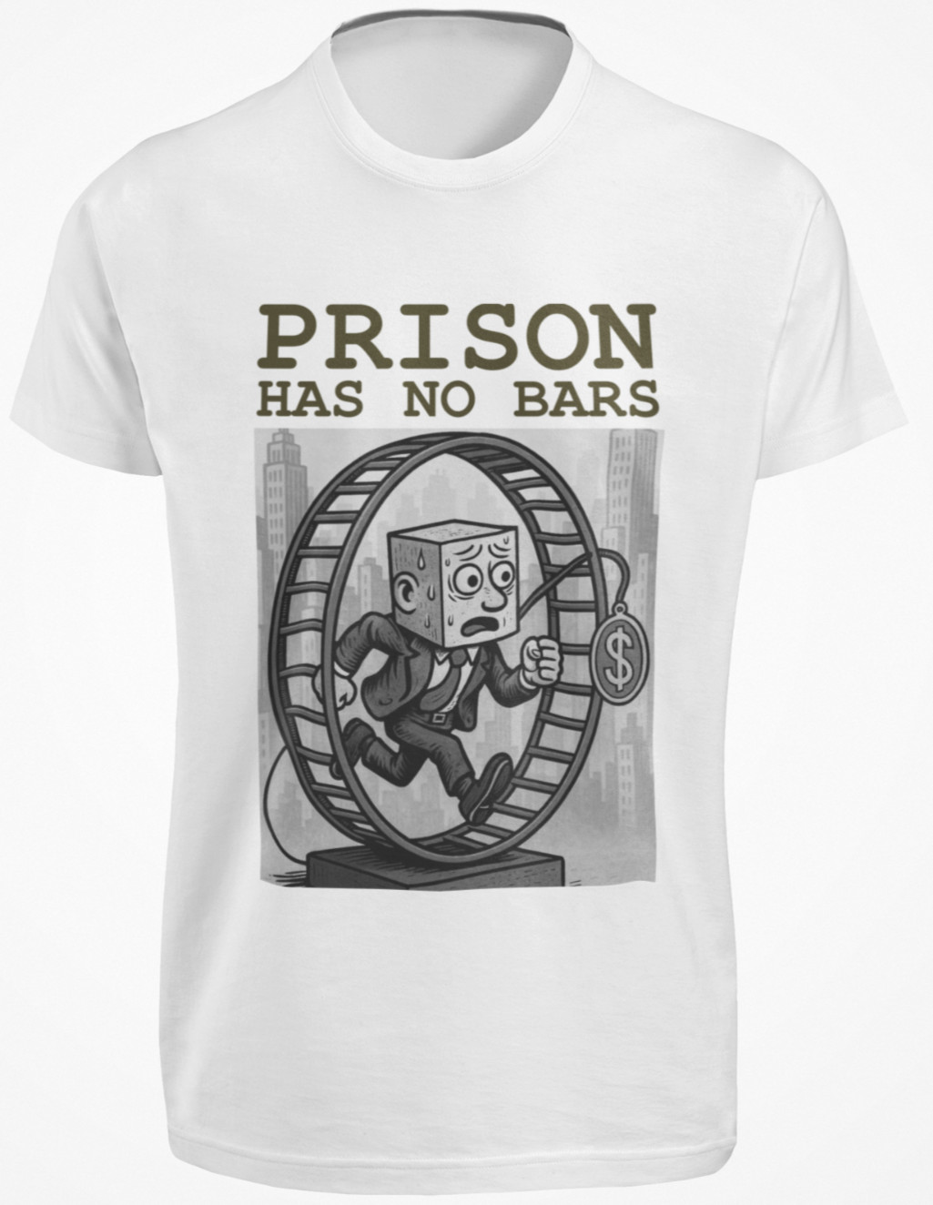 Prison Has No Bars Rat Race T SHIRT Eat The Rich Orwell 1984 Red Pill Matrix TEE