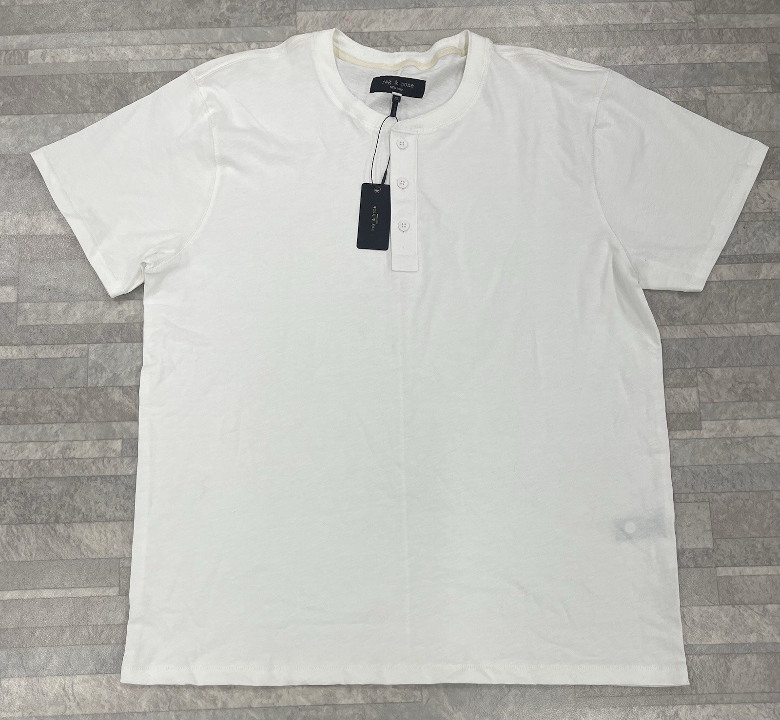 New Rag & Bone $128 Classic Slub Jersey Henley In White Size: XXL gallery