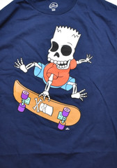 The Simpsons Bart Simpson Skating Skeleton Long Sleeve Navy Blue Shirt New Large
