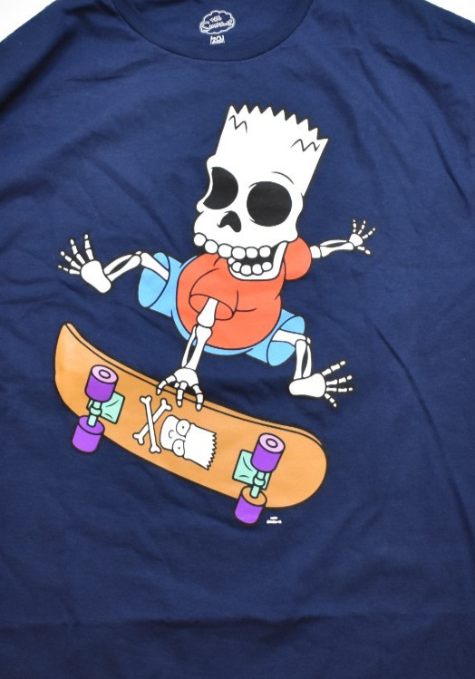 The Simpsons Bart Simpson Skating Skeleton Long Sleeve Navy Blue Shirt New Large gallery