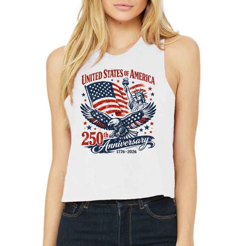 USA Anniversary Crop Racerback Tank Top gallery