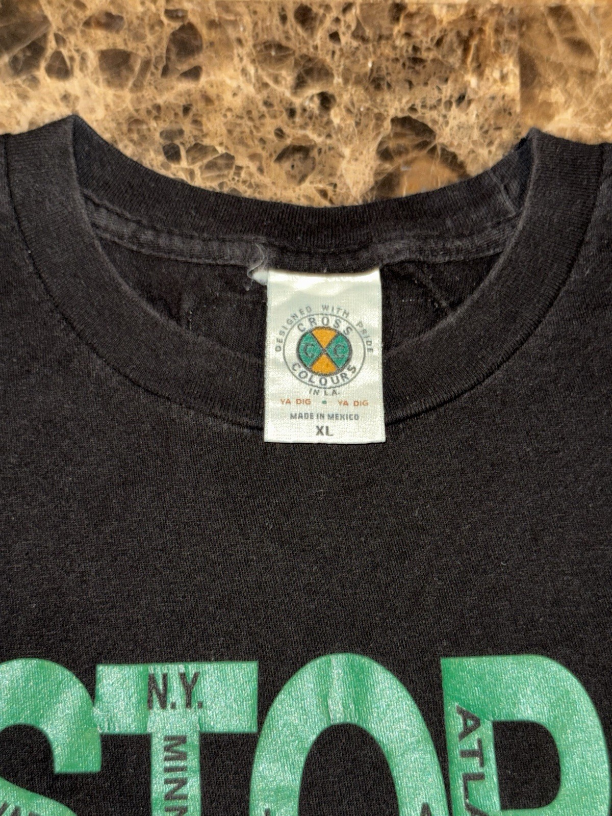 Vtg 90s Cross Colours Hip Hop Rap T-Shirt XL PEACE Stop the Violence RARE gallery