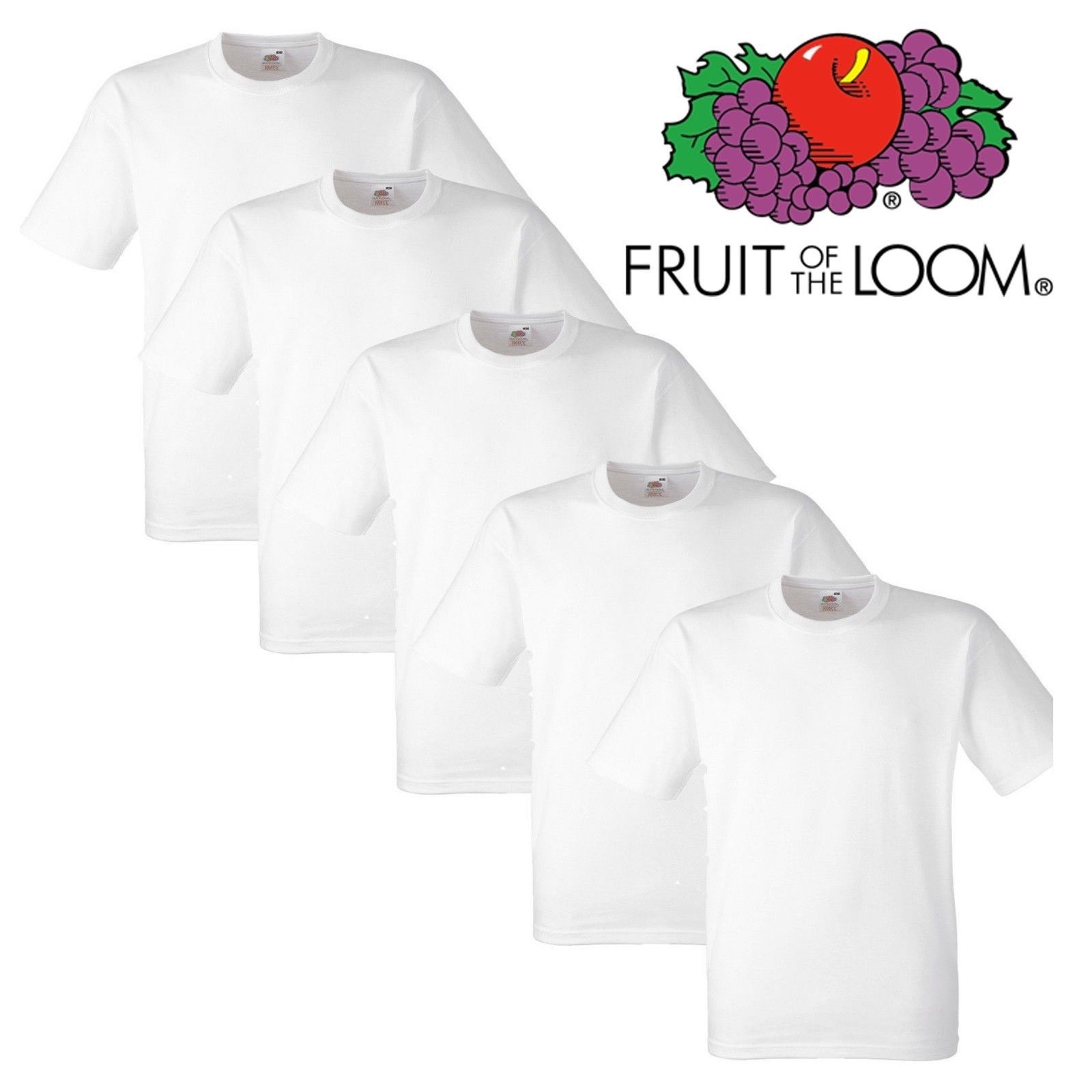 Pack 1x 2x 3x 10x Fruit Of The Loom Mens Womens Boys Girls T-Shirts Plain Cotton gallery