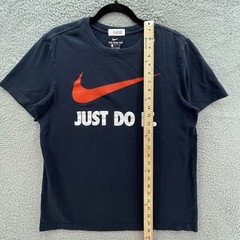 Nike Tee Men Medium M Blue Red Swoosh Just Do It Logo 100% Cotton Casual Comfort