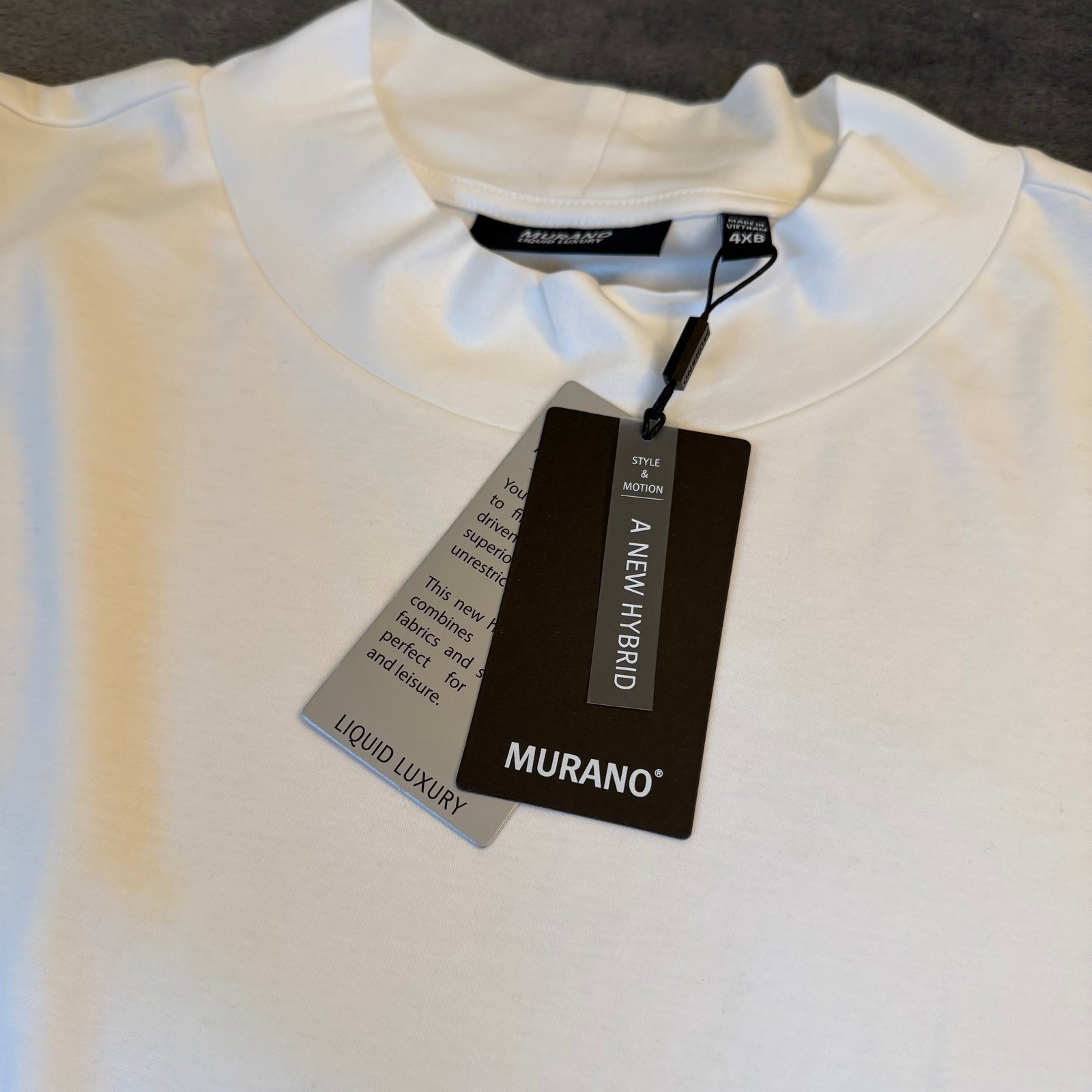 Murano Liquid Luxury Mock Neck Shirt Mens 4XB White Big and Tall Cotton gallery