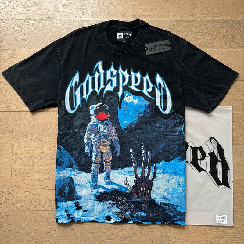 Mens Godspeed Skeleton Palm Astronaut print Tee Short sleeved T-shirt Black gallery