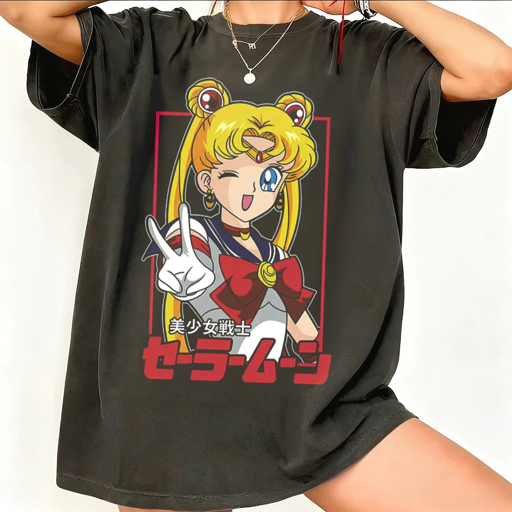 Sailor Moon Retro 90S Anime Graphic T Shirt Summer Cotton Men Women Tee Streetwe gallery