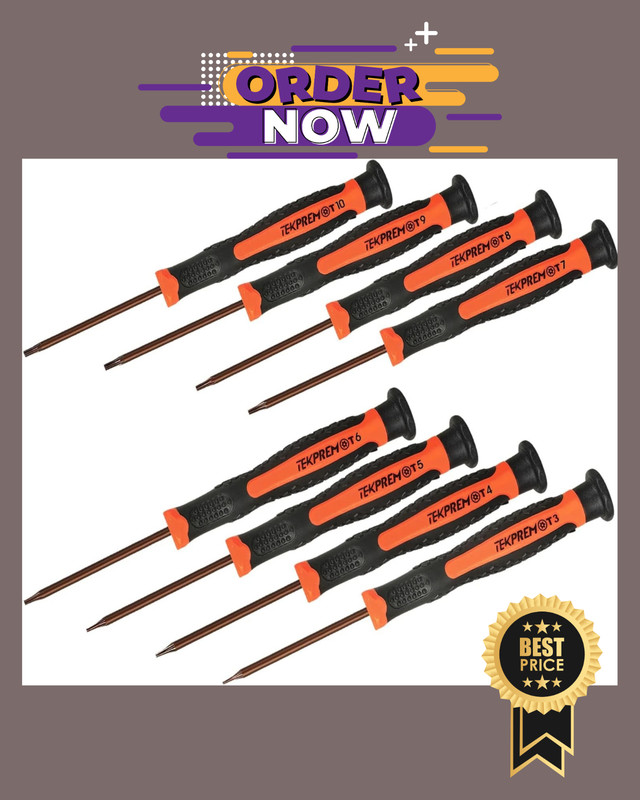 8 in 1 Small Torx Screwdriver Set with T3 T4 T5 T6 T7 T8 T9 T10 Torx Sec