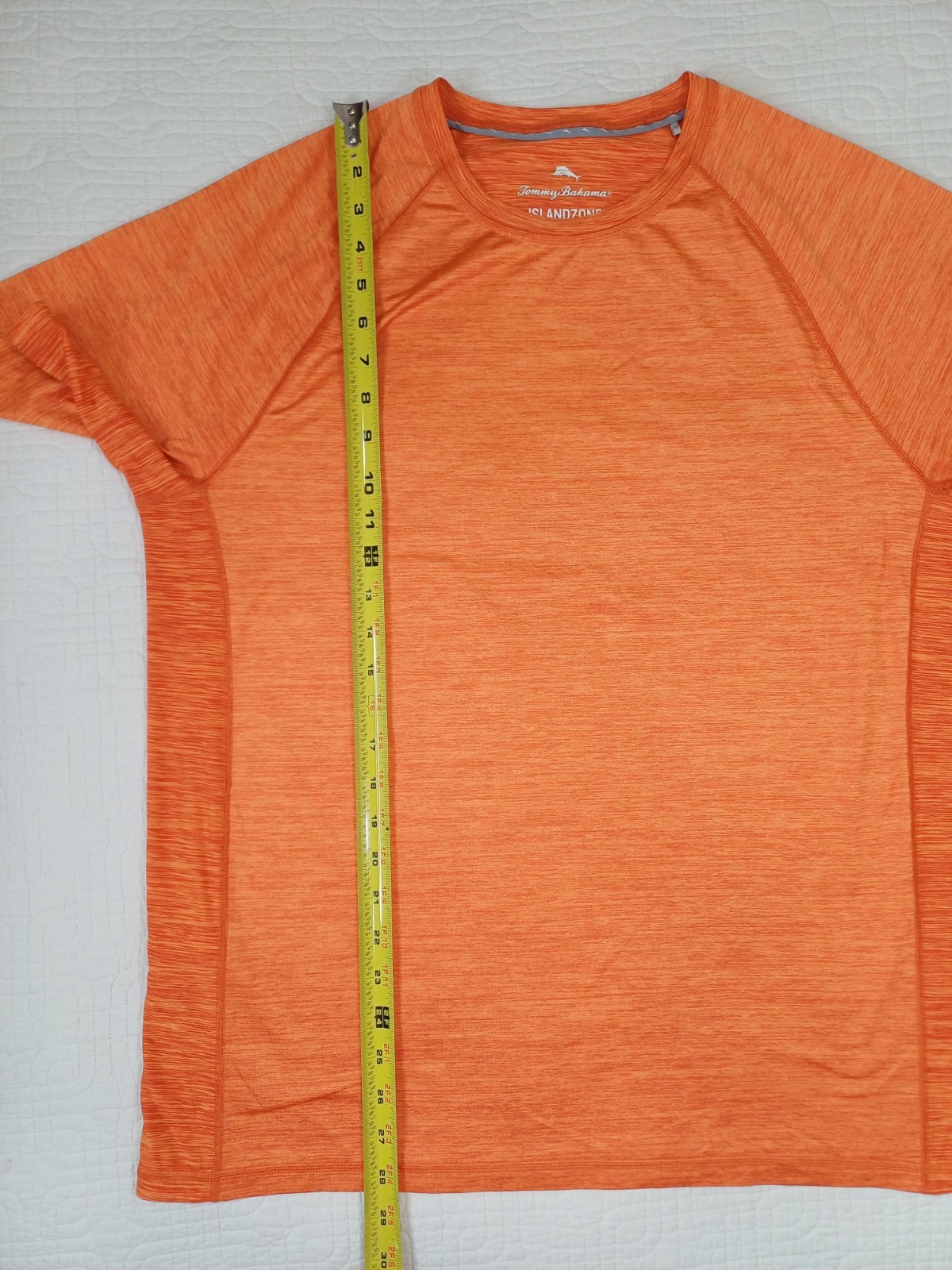 Tommy Bahama Shirt Men Medium Orange IslandZone Crew Neck UPF30 Lightweight Perf gallery
