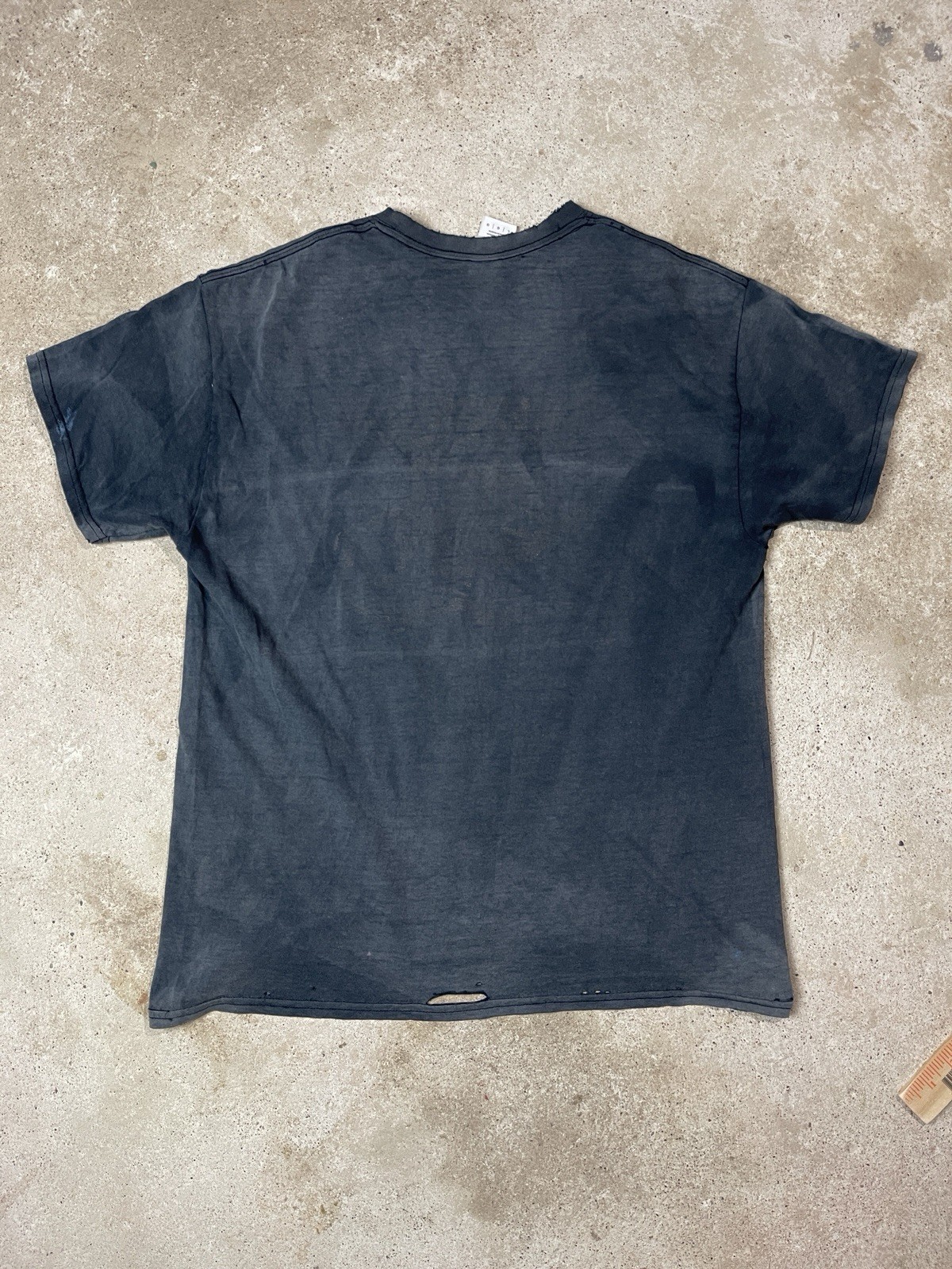 Vintage Sun faded Pocket T-Shirt Gradient Thrashed Mens Size L Distressed Black gallery