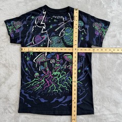 Liquid Blue Black Light Mushrooms Black T-Shirt Galaxy Men’s Size S Trippy