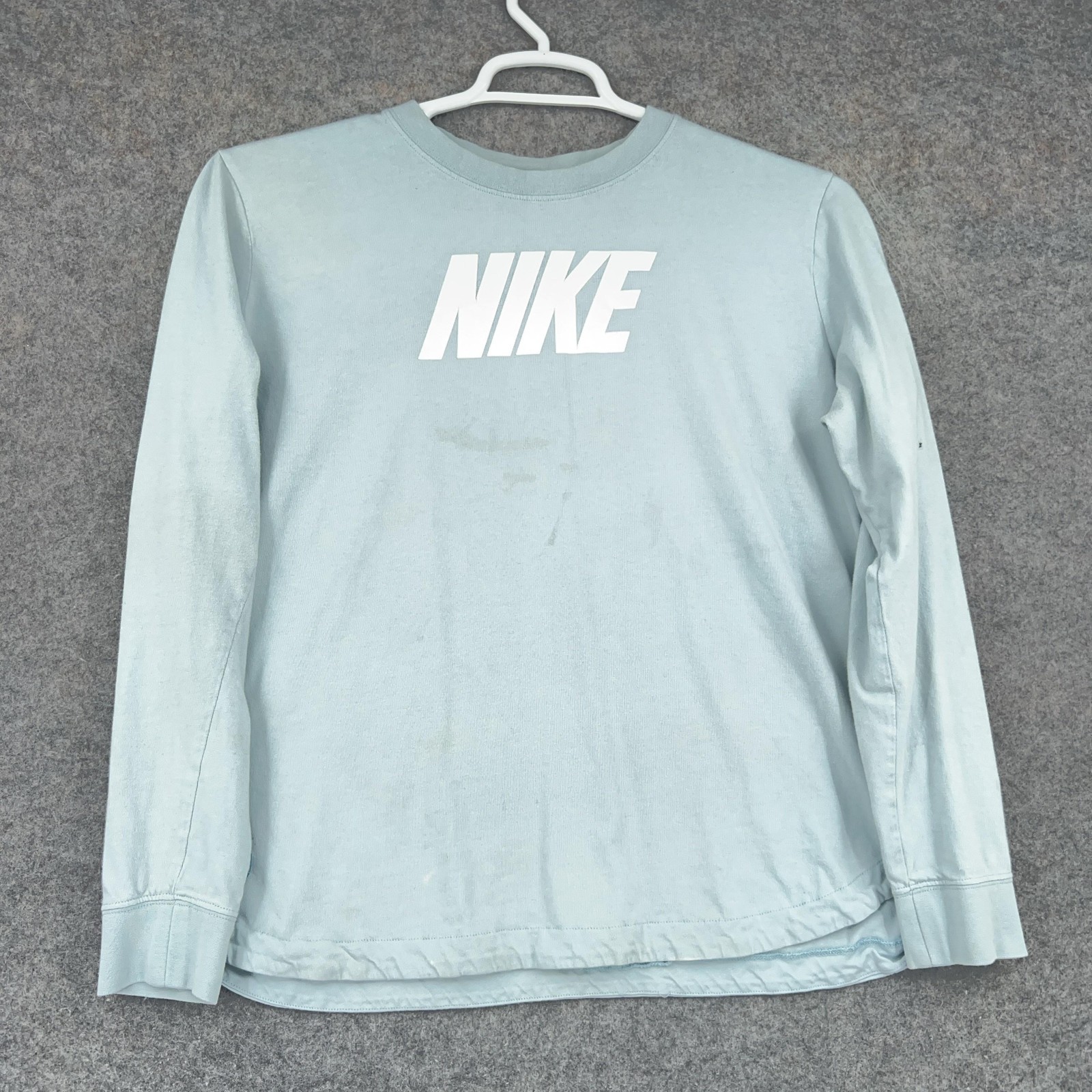 Nike Shirt Mens XL Light Blue Long Sleeve Logo Tape Graphic Tee Cotton Athletic gallery