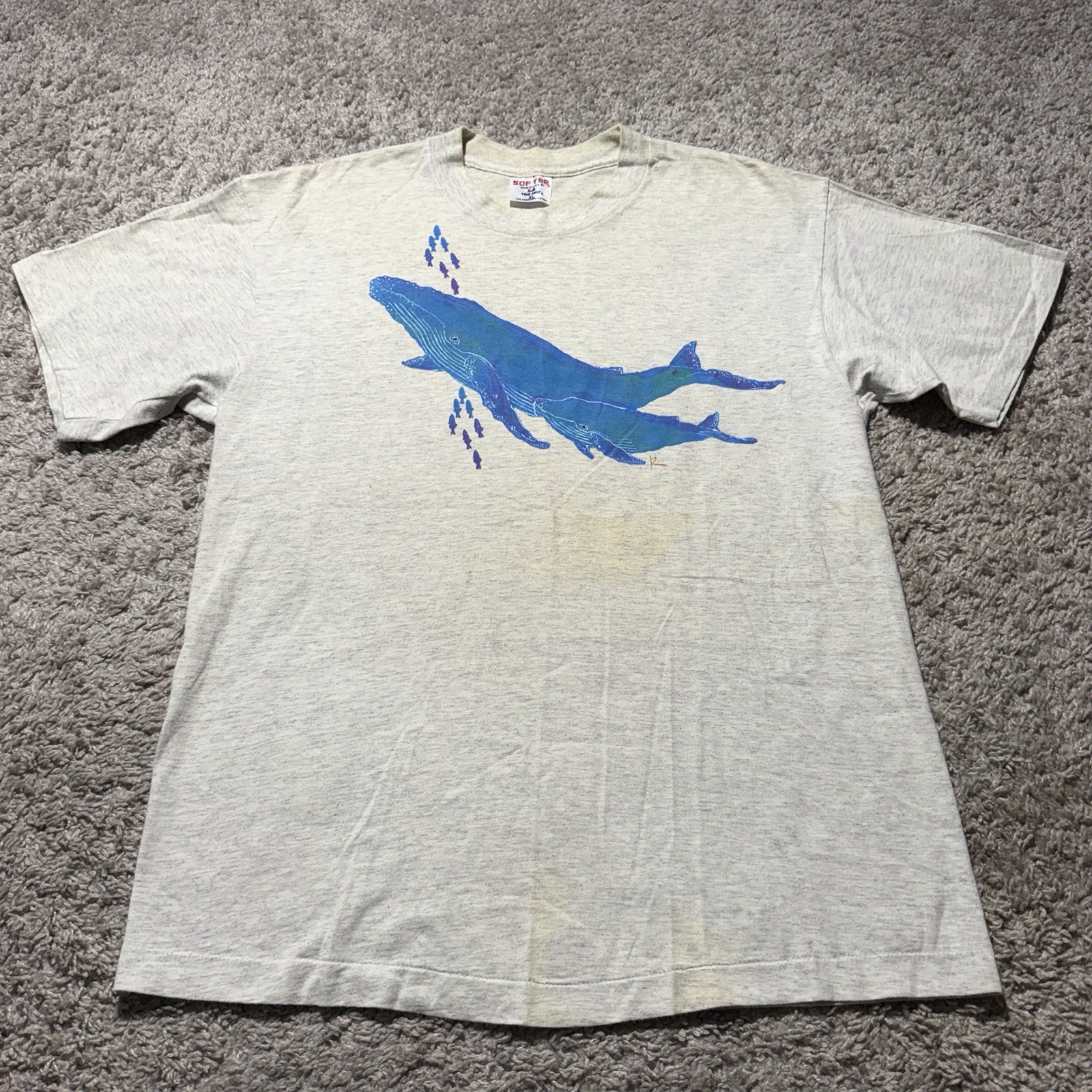 Vtg 90s Humpback Whale Harborside XL Single Stitch T-Shirt Nature Grey gallery