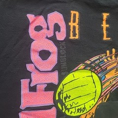 True VTG 80s 90s Bullfrog Sunblock Single Stitch Beach Volleyball Shirt L Mens