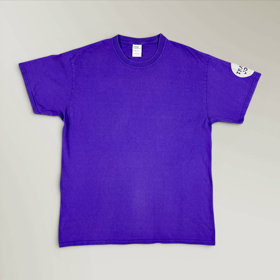 Trader Joe's T-Shirt Short Sleeve Employee Crew Tee Purple Uniform Size Large gallery