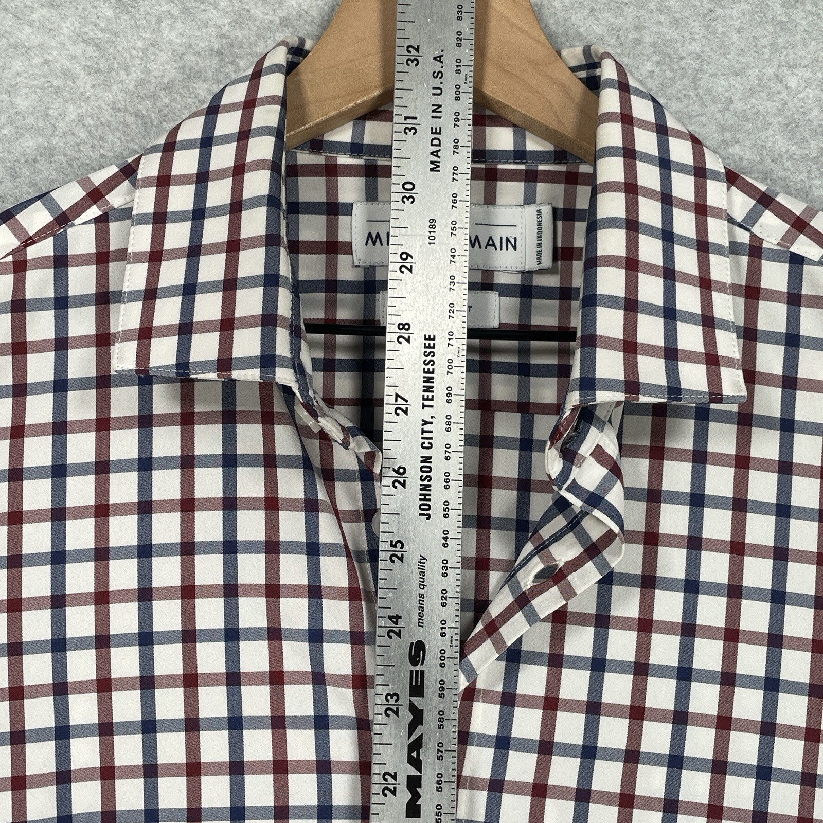 Mizzen Main Shirt M Trim Fit White Check Stretch Performance Long Sleeve Button gallery