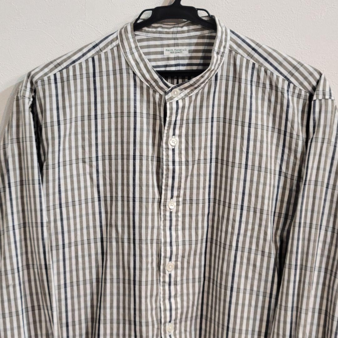 PHIGVEL Stand Collar Long Shirt Striped Gray/White Size 2 Japan Made gallery
