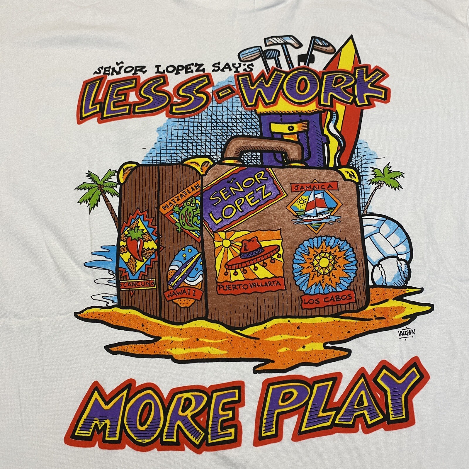 Senor Lopez Shirt Mens XL White Single Stich Travel Deadstock vtg 90s y2k gallery