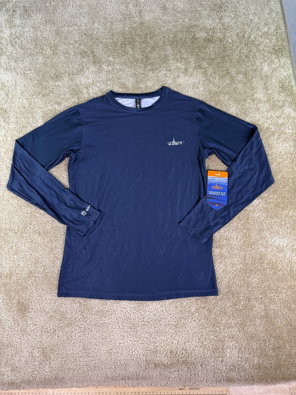 Habit Crooked Elm Graphic Tee Sun Fishing Shirt Men S BLUE Long Sleeve NWT E938