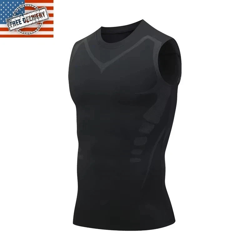 Men Compression Shirt Version Ionic Shaping Sleeveless Vest Sport Tank Top S-2XL gallery