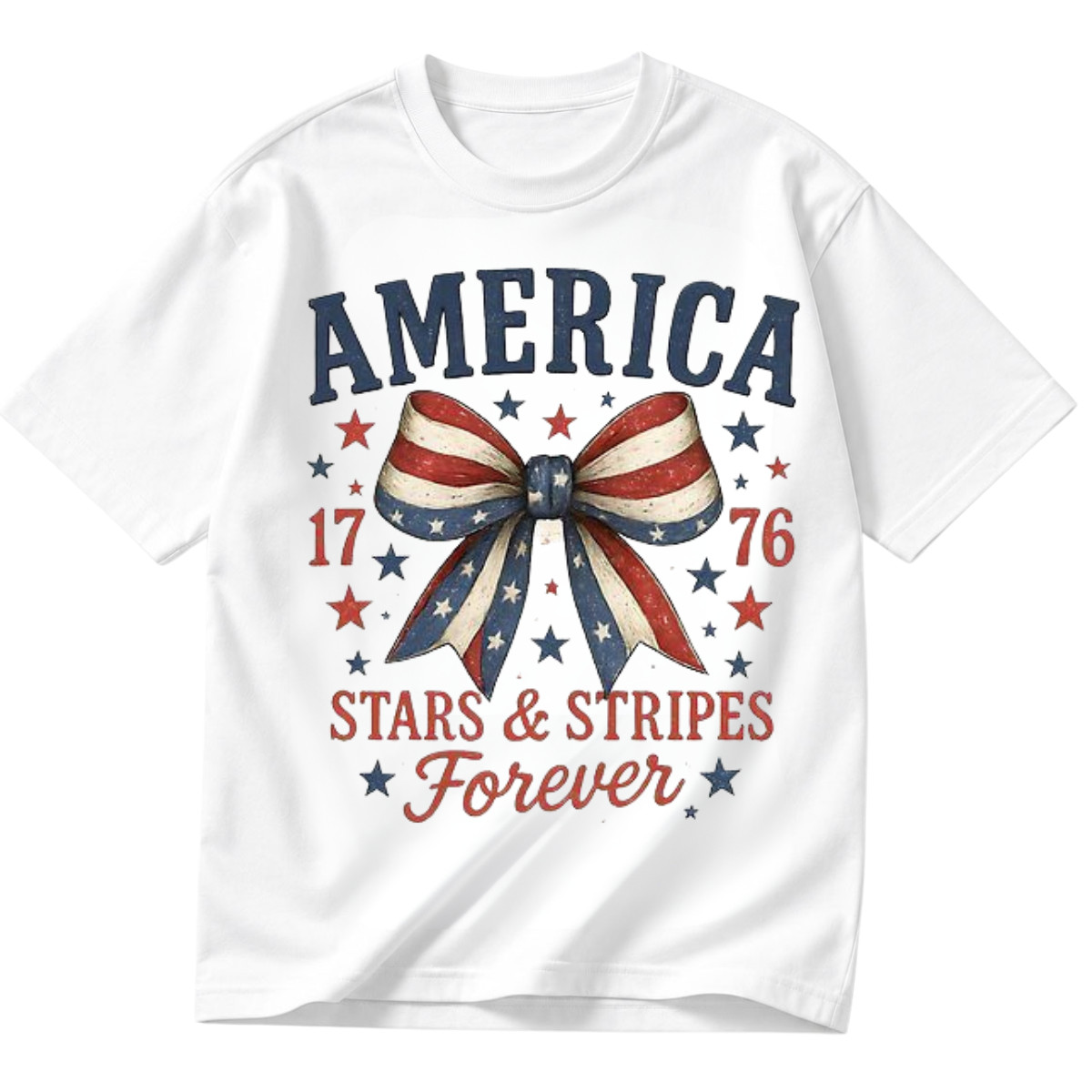 America Stars and Stripes Forever Shirt 1776 Patriotic Bow Gift Tee S-5XL gallery