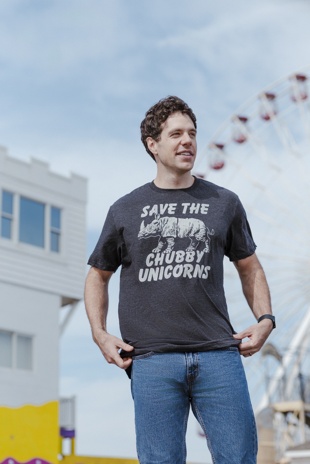 Mens Funny T Shirts Save The Chubby Unicorns Sarcastic Rhino Graphic Novelty Tee gallery