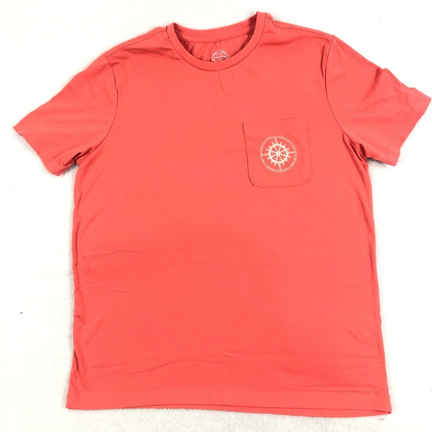 St Johns Bay T Shirt Men Medium Graphic Ship Wheel Pink Cotton Fish Boat Tee