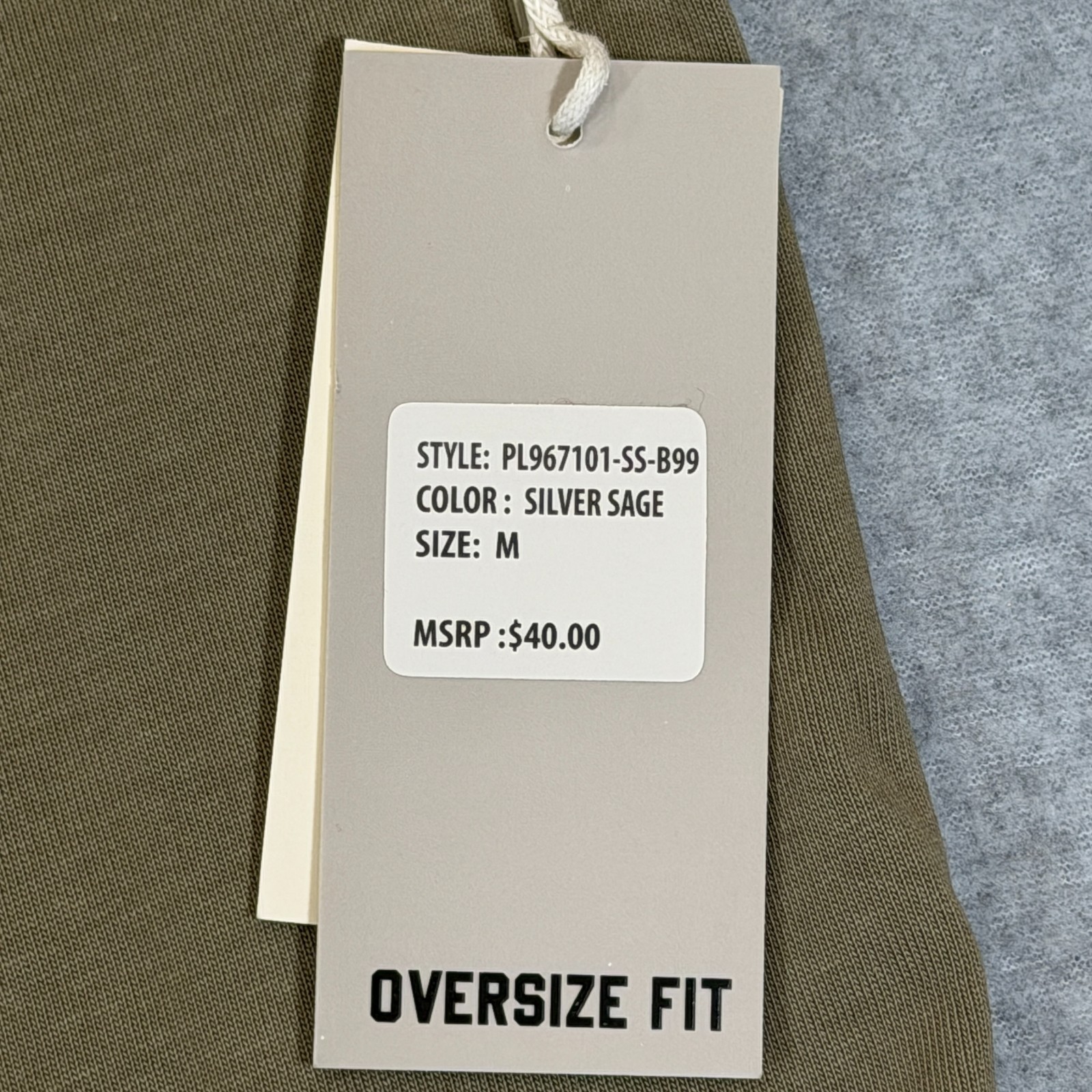 Pipeline Mens Ringer T-Shirt M Silver Sage Green Oversize Fit 100% Cotton NWT gallery