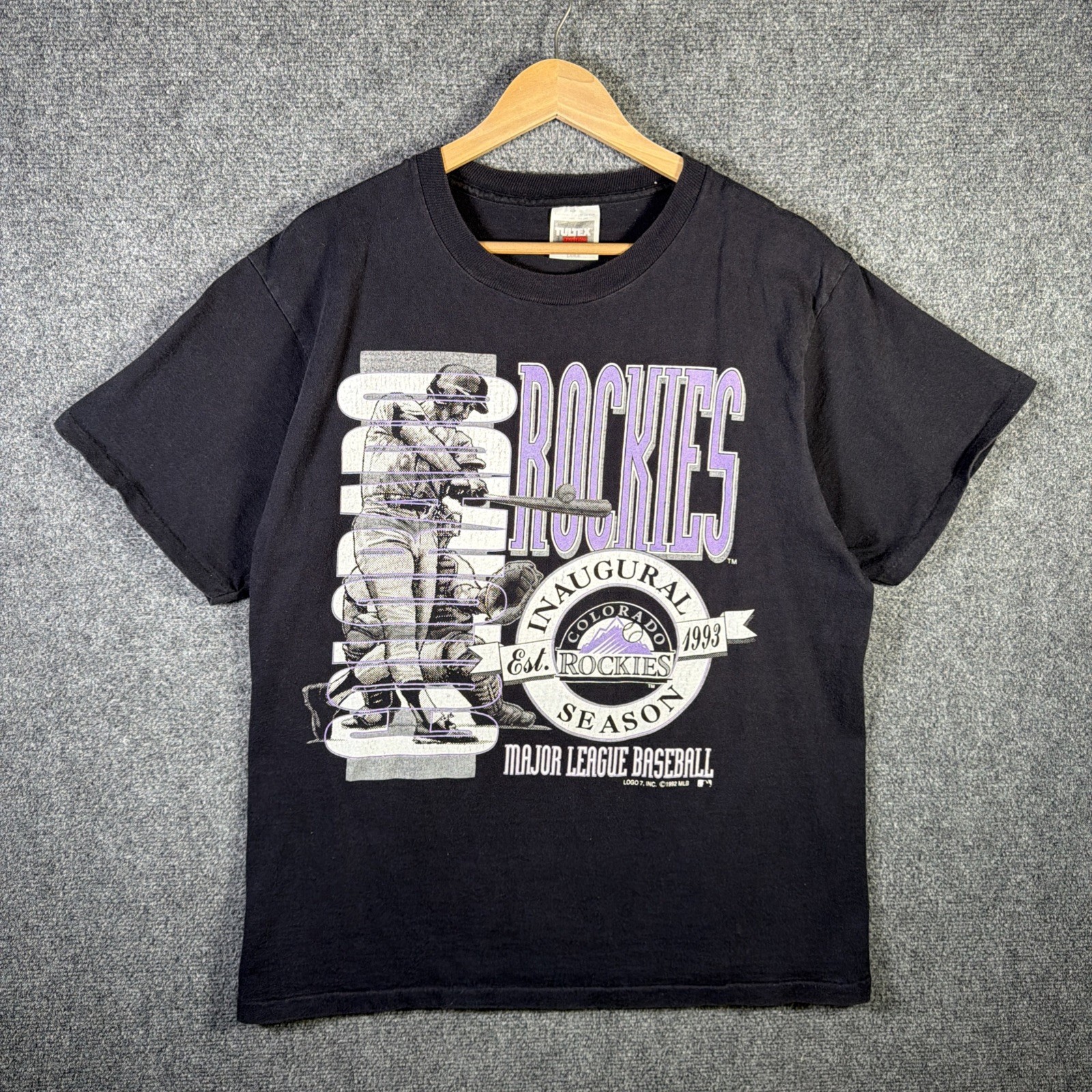 Vintage Colorado Rockies Shirt Mens Large Black 90s Baseball MLB Sports 1992 USA gallery