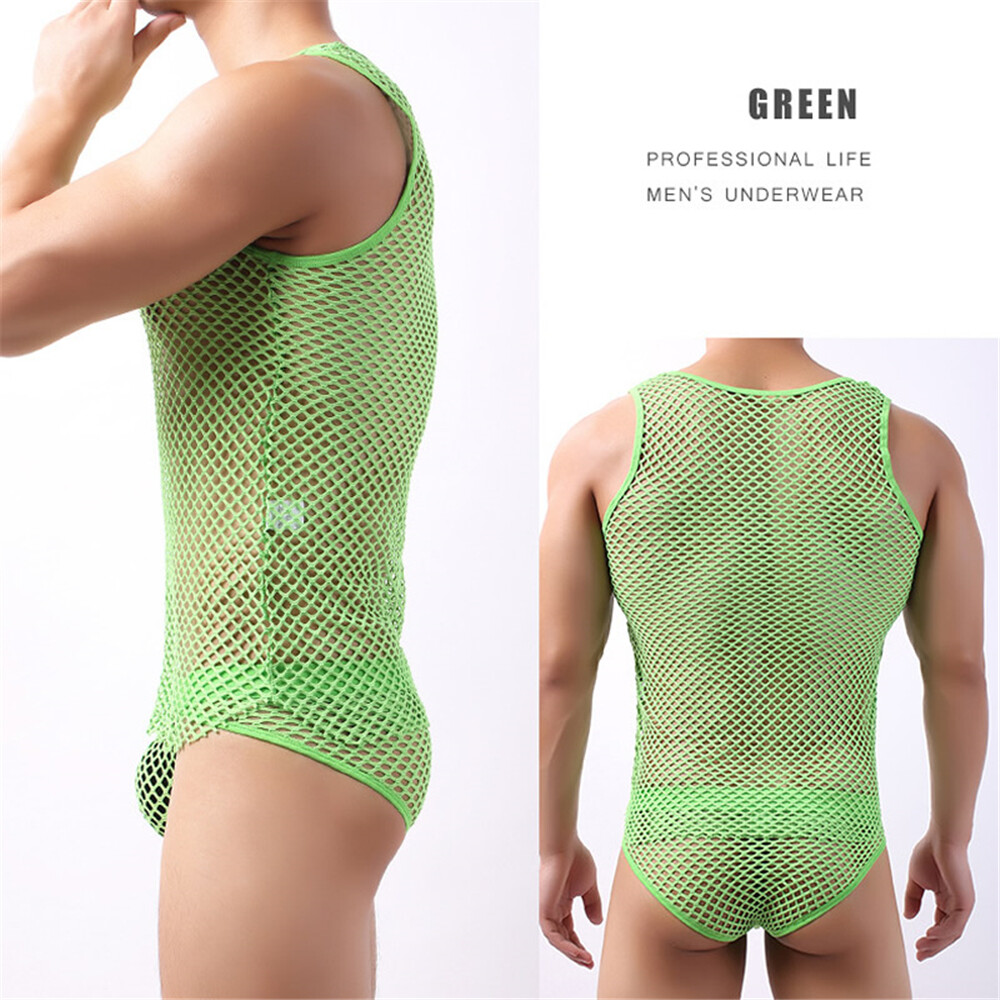 Men Lingerie Tank Top Mesh See Through Fishnet Vest T-Shirt Sleeveless Sport Top gallery