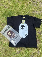 A Bathing Ape BAPE Ape Head Logo Graphic Tee Men’s M Black/White Crew Neck