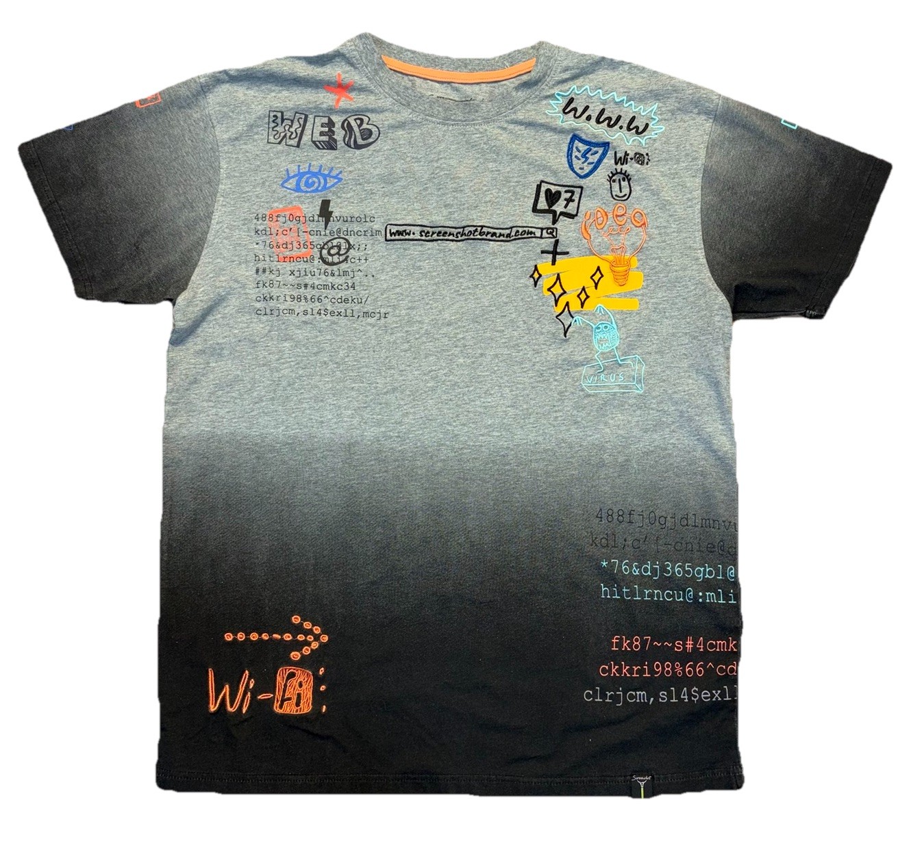 Screenshot Men’s Large Graphic T-shirt Ombré Black/Gray Color Doodle Tee-modern gallery