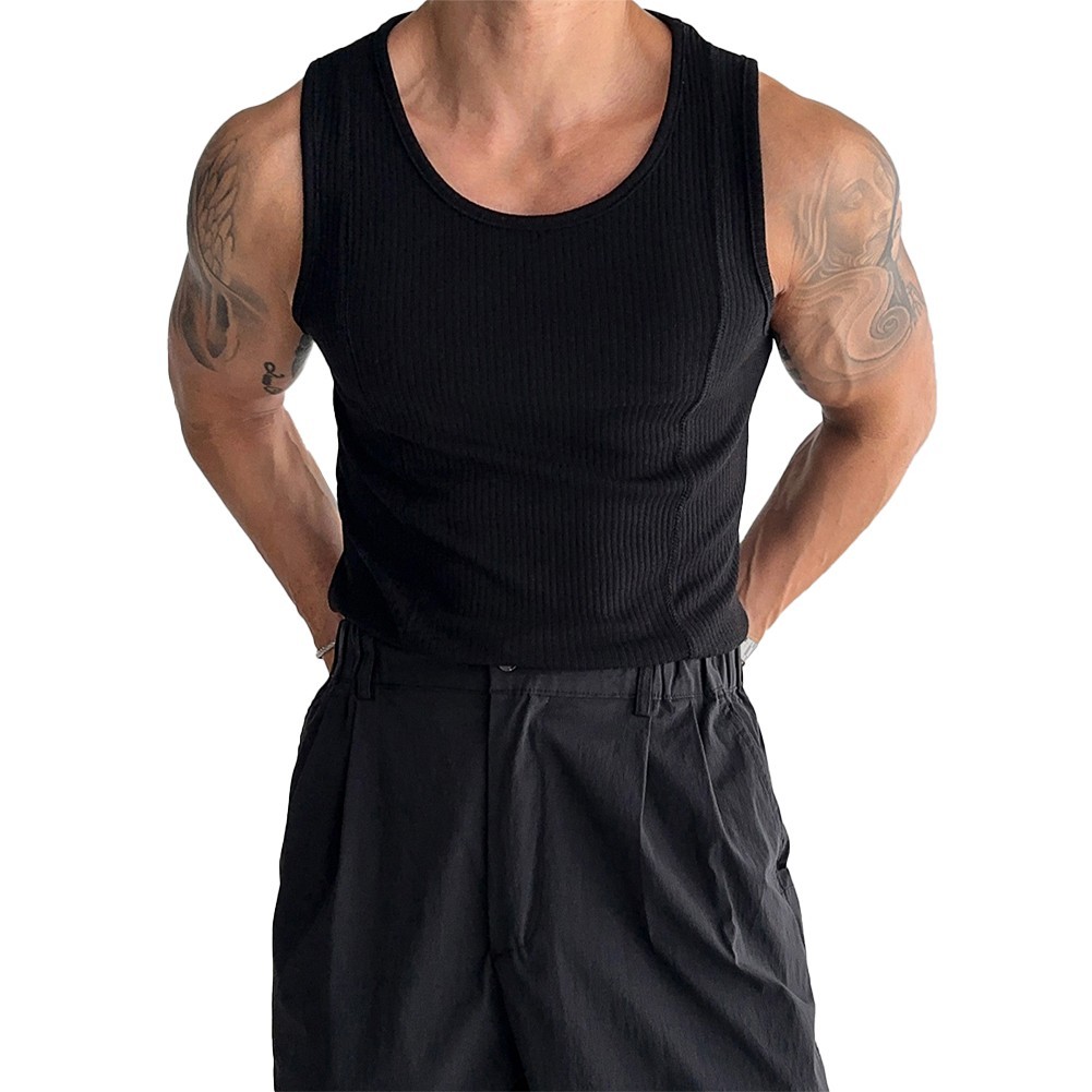 Male Top Mens Vest Casual Fitness Minimalist Regular Ribbed Sleeveless gallery