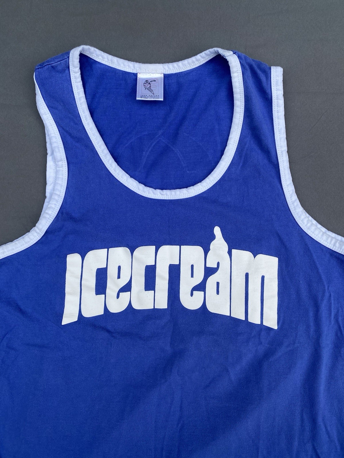 Icecream Men's Blue Cotton Knit Skull Logo Graphic Print Tank Top Size M 0069 gallery