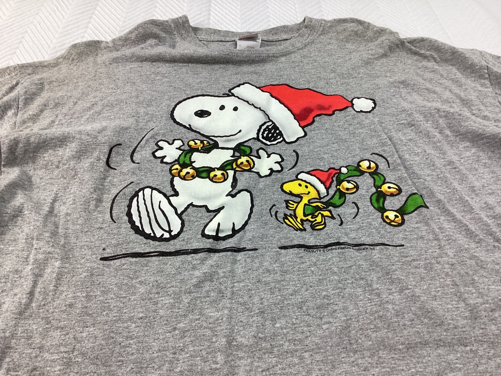 Peanuts Shirt Mens XL Gray Snoopy Woodstock Christmas Jingle Bells gallery