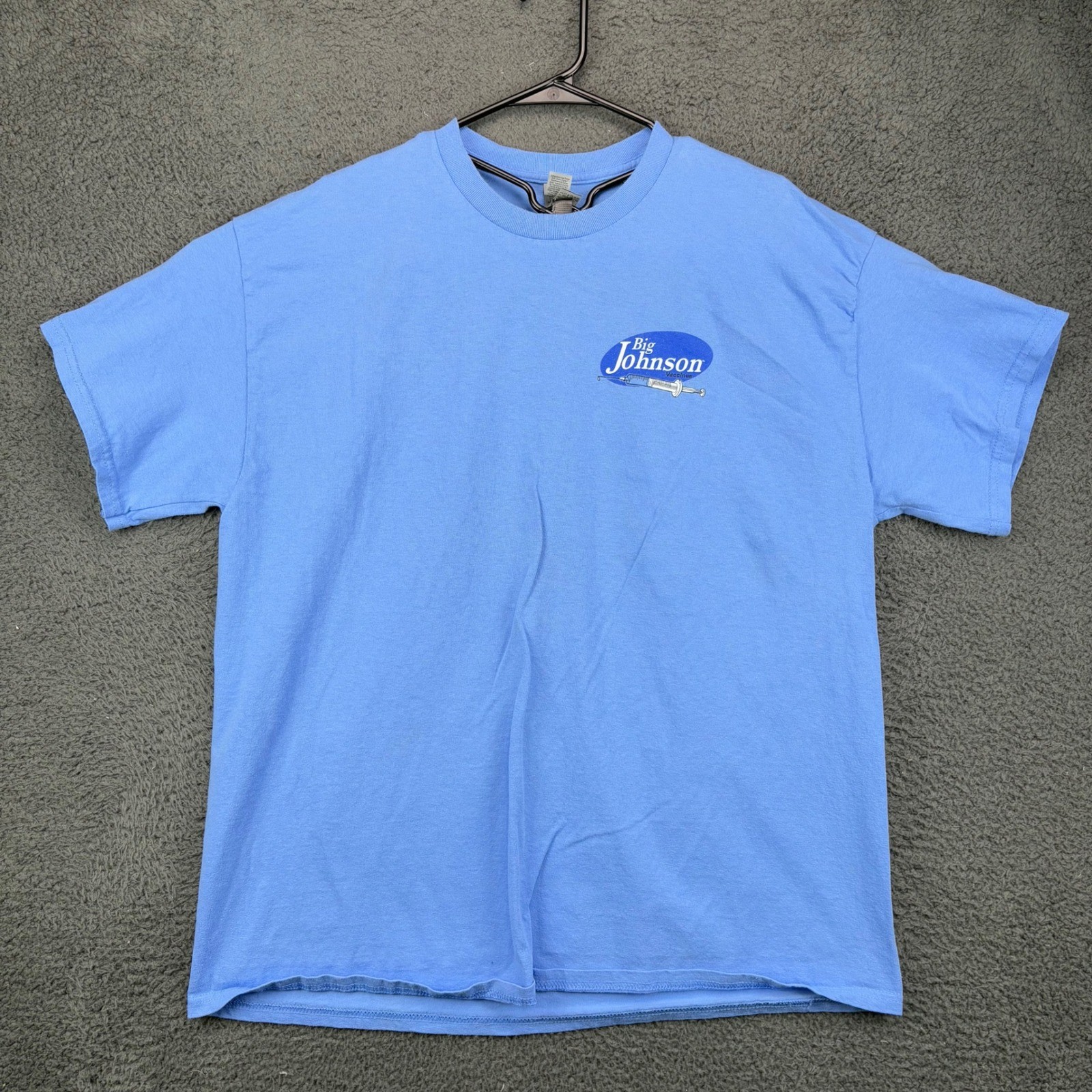 Big Johnson Vaccines Blue Graphic T-Shirt Mens XL Little Prick Humor Tee Gildan gallery