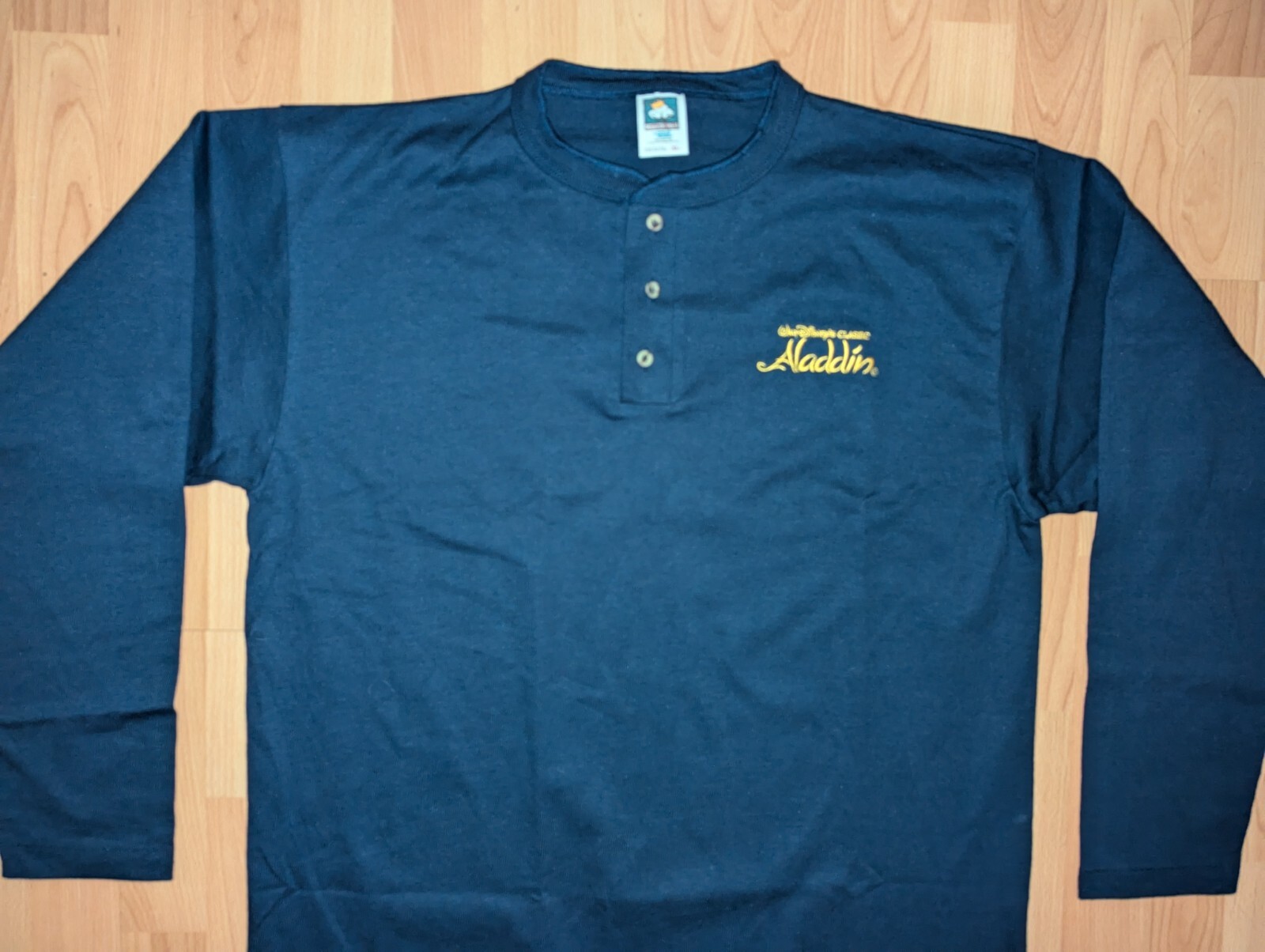 Vintage 90s Aladdin Promo Embroidered Logo Single Stitch Henley Disney T-Shirt gallery