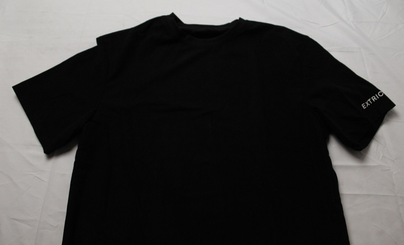Shein Men's Short Sleeve Crew Neck Ribbed Textured T-Shirt EG7 Black Large gallery